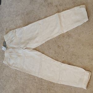 Womens tie waist lightweight pants size xs h&m cream colored new with tags